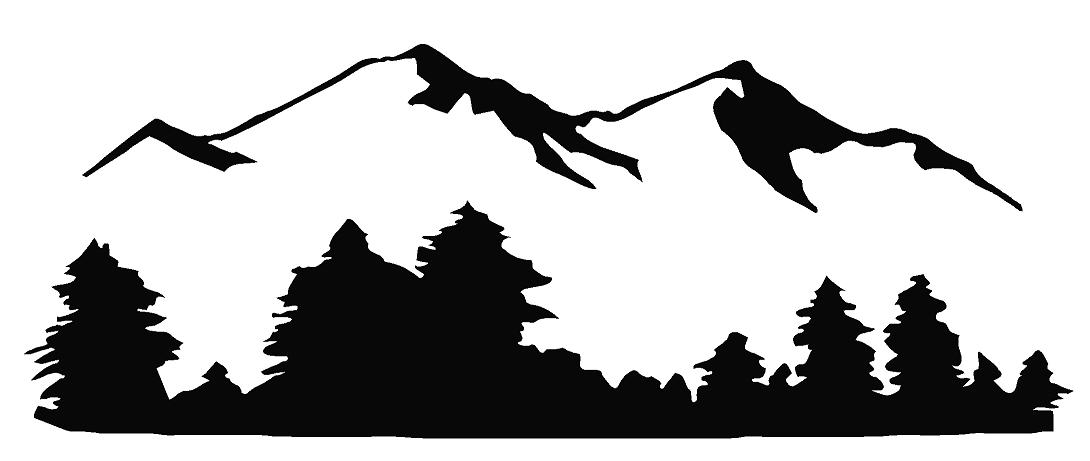 Mountain Scene Black And White Clipart