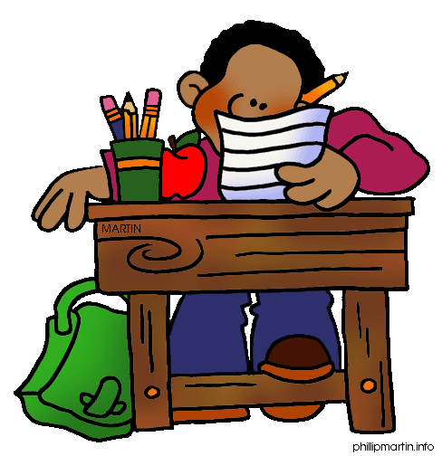 Student Working At Desk Clipart