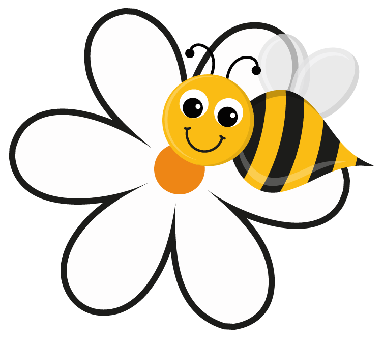 Sunflower clipart with a bee