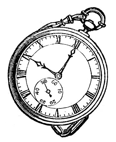 Pocket watch clipart black and white