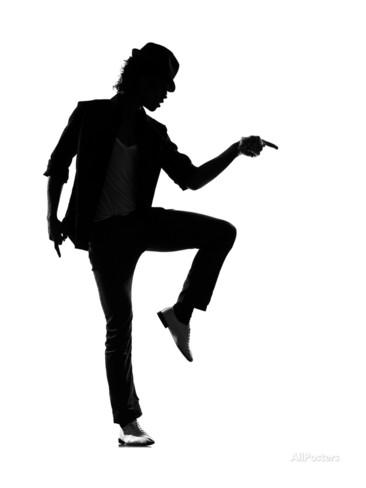 Full Length Silhouette Of A Young Man Dancer Dancing Funky Hip Hop ...