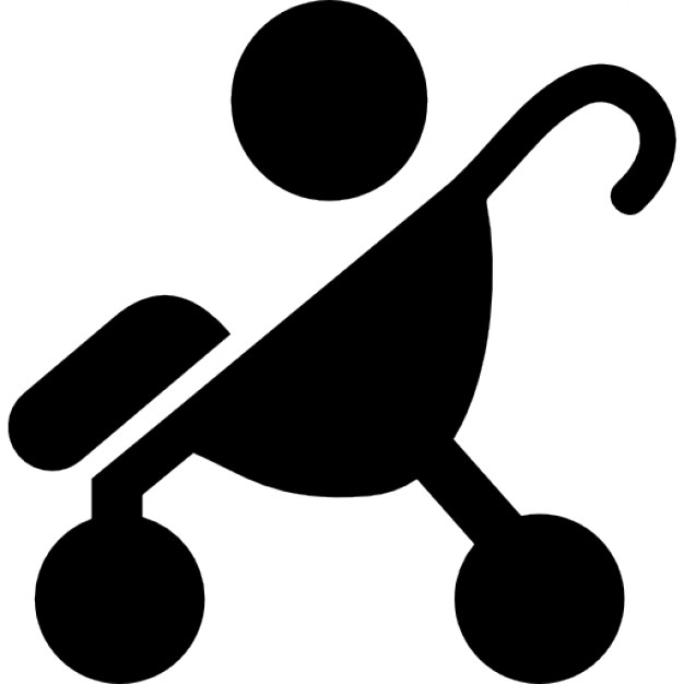 Baby on stroller side view silhouette Icons | Free Download