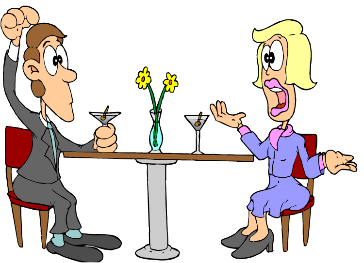 Man and woman talking clipart