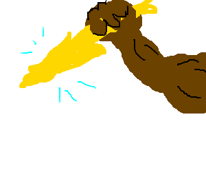 Zeus is throwing a lightning bolt (drawing by Rocketship Parsnip)