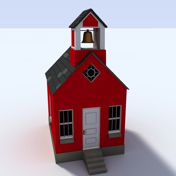 rural red schoolhouse 3d model