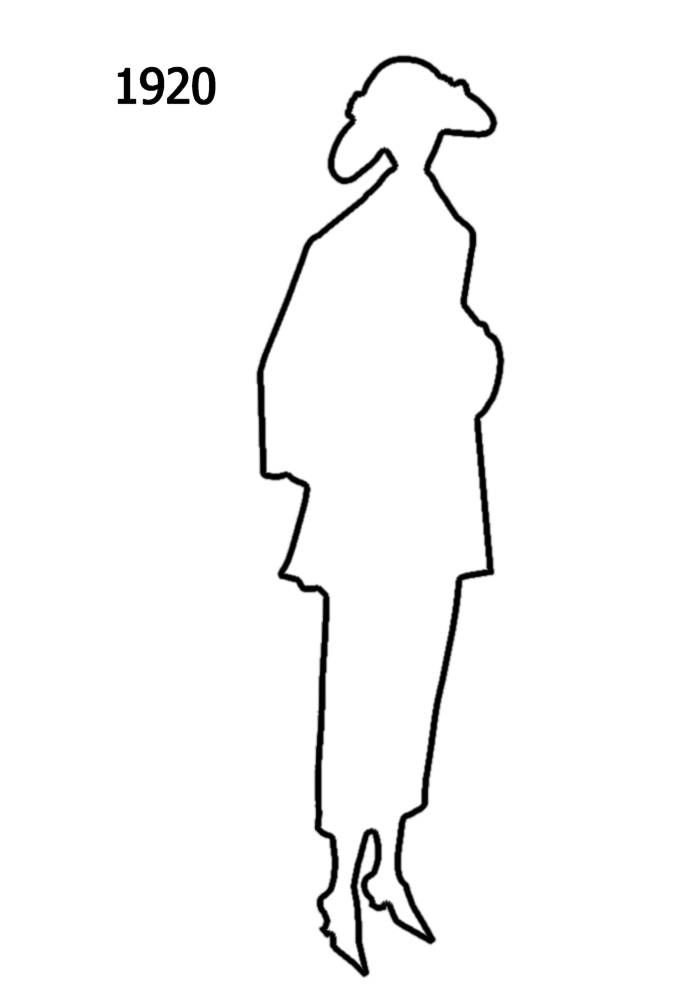 Free Outline White Silhouettes 1910-1920 in Costume History - 2b