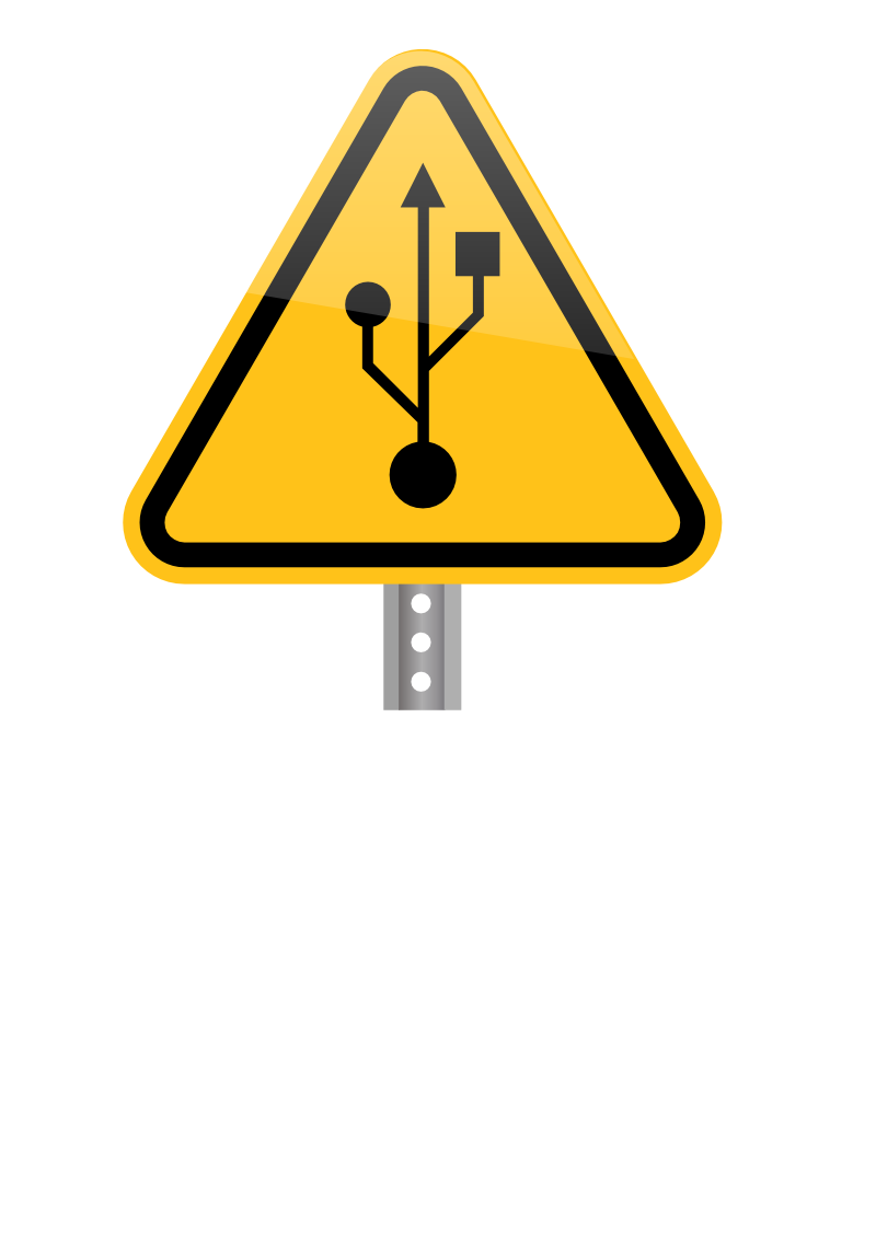 Road warning sign with USB symbol SVG