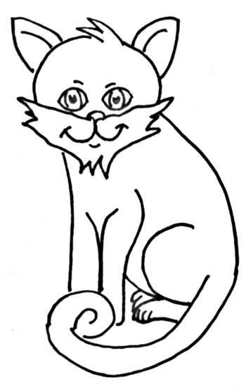 Cartoon Illustration Cute Brown Tabby Cat Kitten Against Blue ...