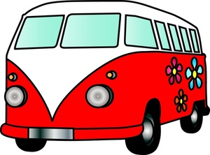Van Clipart Image - Hippy Van or Bus with Flowers on the Side