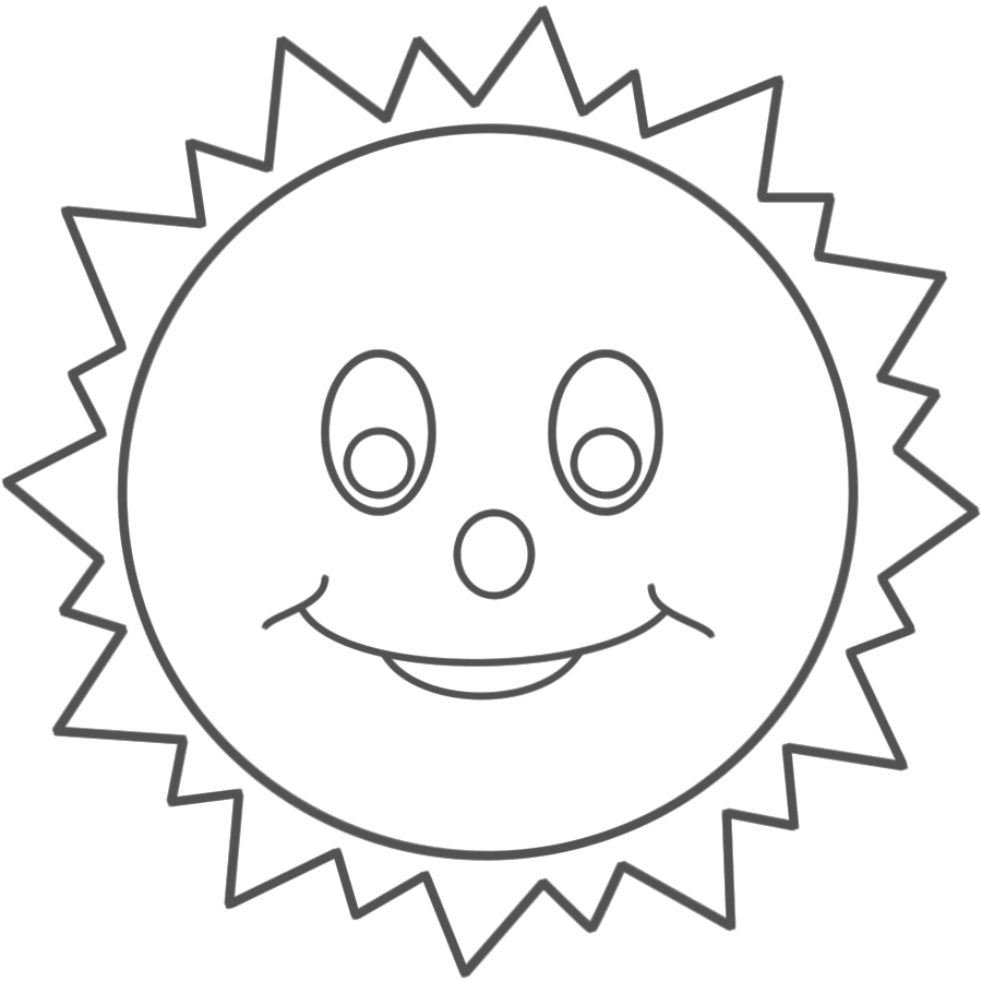 Sun with a Smiley Face and title - Coloring Pages