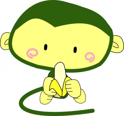 Monkey Eating Banana clip art Free vector in Open office drawing ...