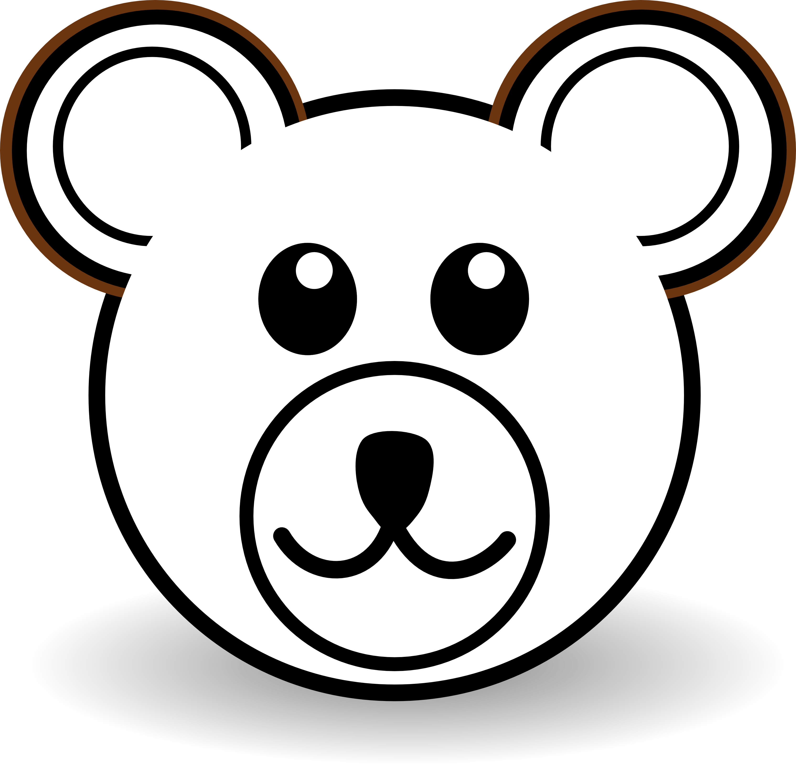 bear 3 head cartoon brown black white line art ...