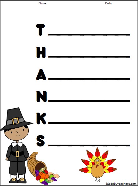 Thanksgiving Acrostic Poem Template