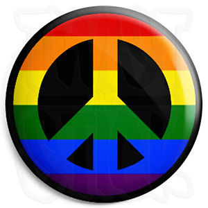 Peace Symbol - LGBT Rainbow - 25mm Button Badge - CND Logo ...