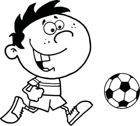 Soccer Boy with Ball coloring page | Free Printable Coloring Pages