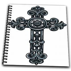 Blue Scroll Religious Cross - Drawing Book 8 X 8 Inch ...