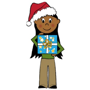 Christmas Present Clipart Image - DoodleKidz Hispanic Stick Girl ...