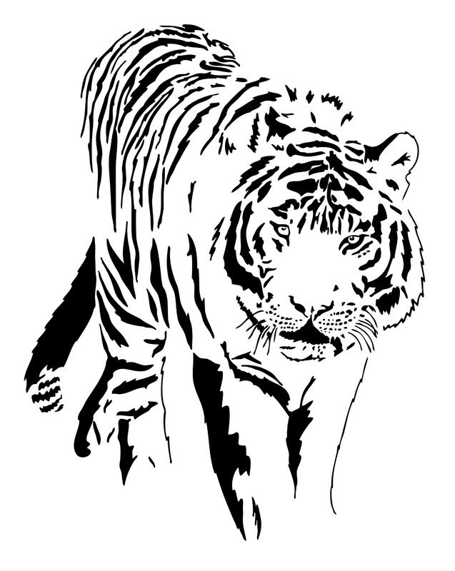 tiger clipart black and white free - photo #17