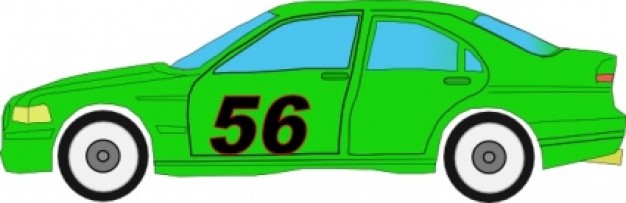 Green car side with a 56 number - Cartoon | Pixempire