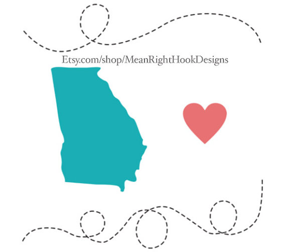 Georgia SVG state svg silhouette heart svg by MeanRightHookDesigns