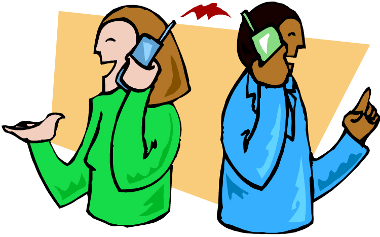 Two person phone call clipart