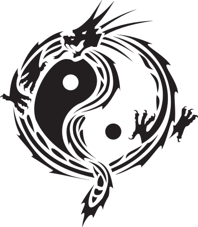 yin yang dragon logo vector