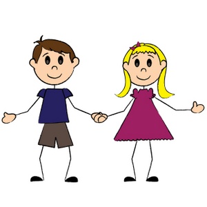 Boy and girl holding hands clipart