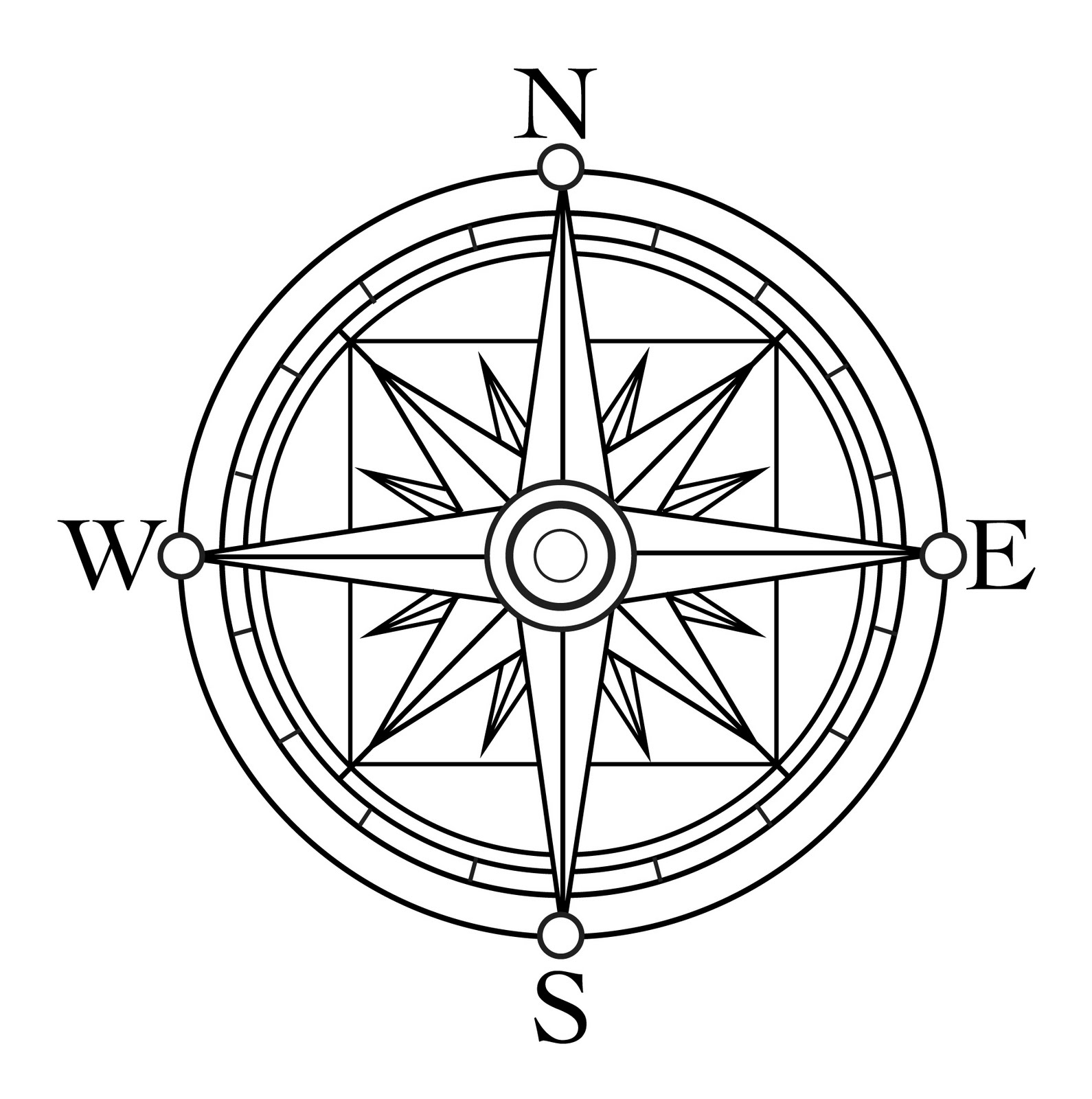 Printable compass rose.