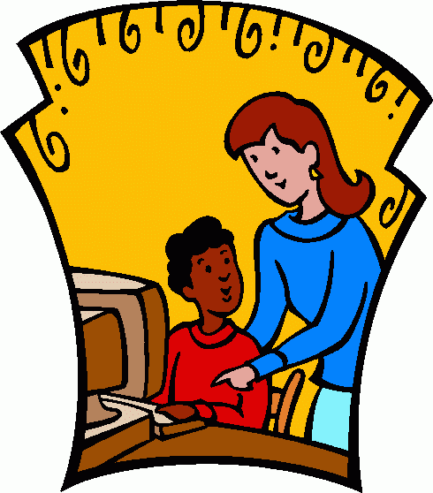 Student on computer clipart