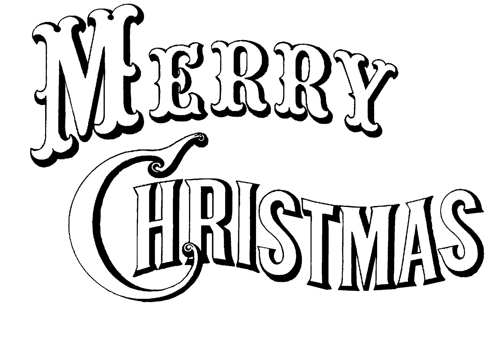 Merry Christmas Clip Art – Black And White – Happy Holidays!