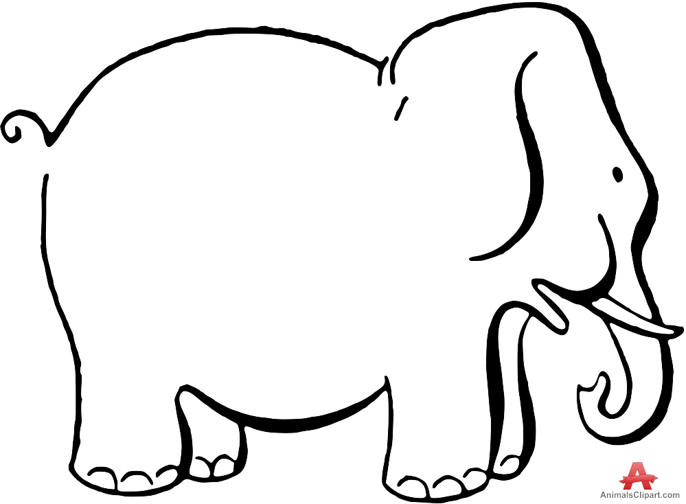 Outline Contour Drawing of Elephant | Free Clipart Design Download