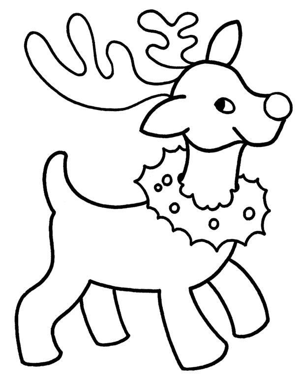 Reindeer With Flower Necklace On Christmas Day Coloring Pages ...