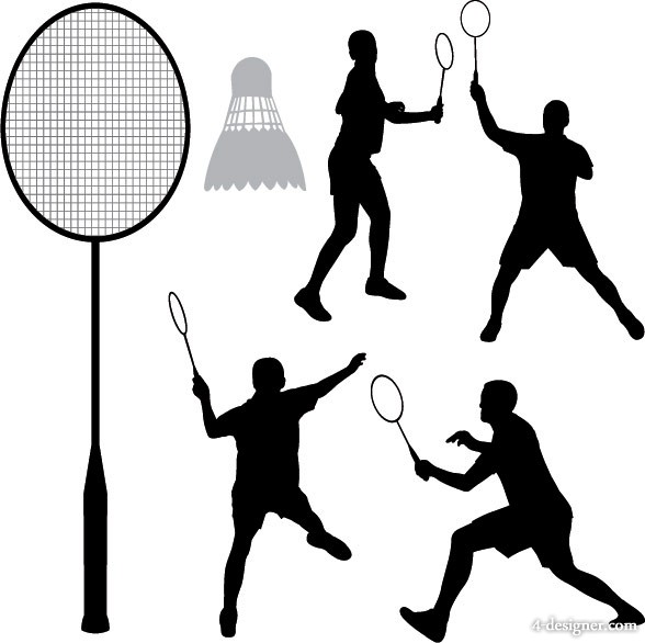 1,197 views 4-Designer | Badminton sport silhouette vector material