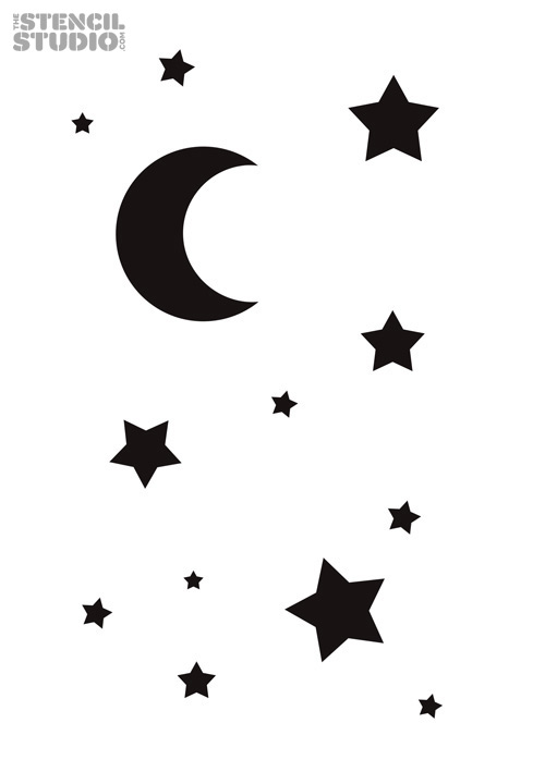 moon and stars reusable stencil. use stencils for walls and