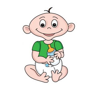 Baby Clipart Image - Baby Holding His Bottle