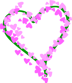 Fluttering Hearts Clip Art-Floating Valentines with Green Ribbon ...