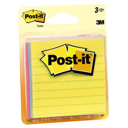 Post-it 3-pk. Lined Adhesive Notes 3"x3" : Target