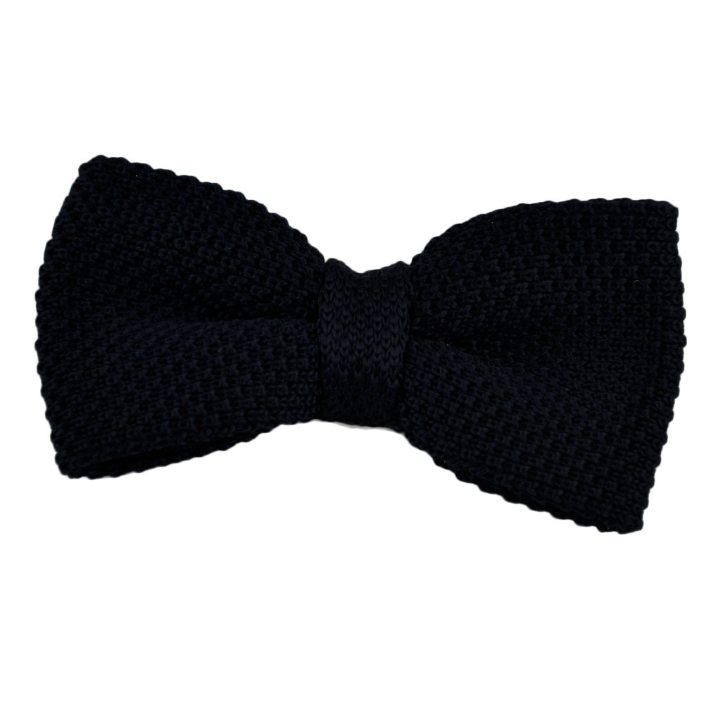 Plain Navy Blue Knitted Bow Tie - from Ties Planet UK