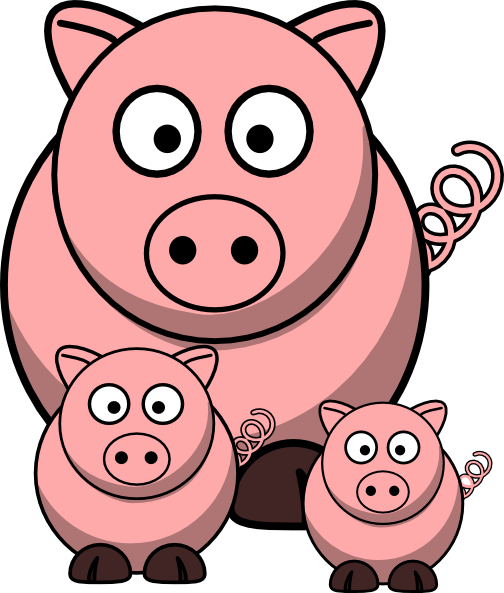 Momma Pig With Baby Pigs clip art - vector clip art online ...