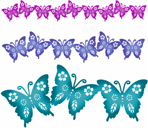 Silhouette Online Store - View Design #8079: butterfly border 1