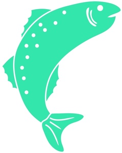 Fish Clipart Image - Leaping Trout in Green