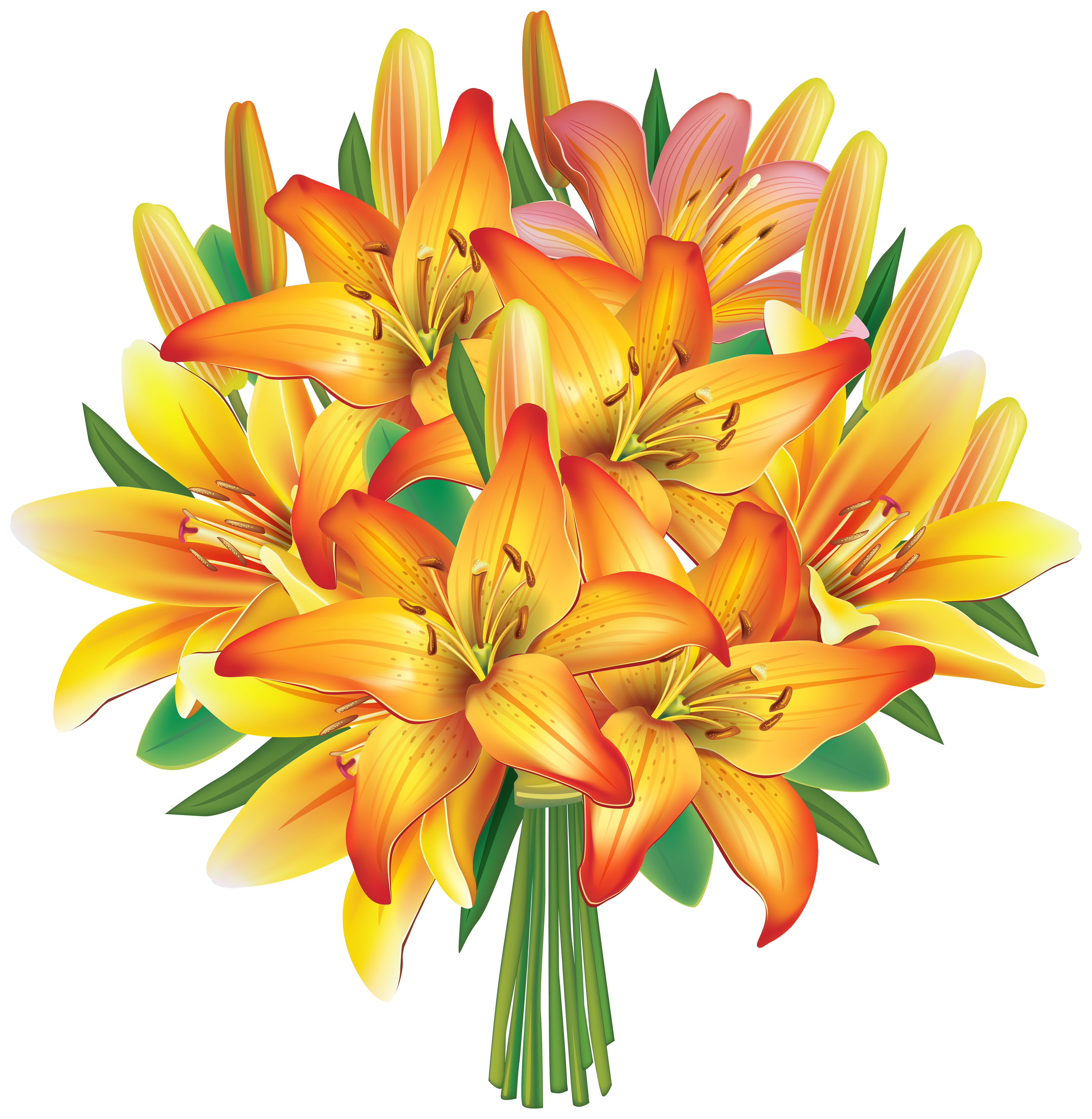 Yellow Lilies Flowers Bouquet PNG Clipart Image