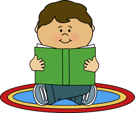 Kid Reading on a Rug Clip Art - Kid Reading on a Rug Image