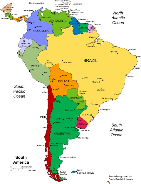 Pics For > South America Labeled Map
