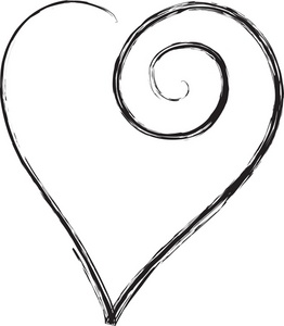 Heart Clipart Image - Black heart in a pretty, scroll design