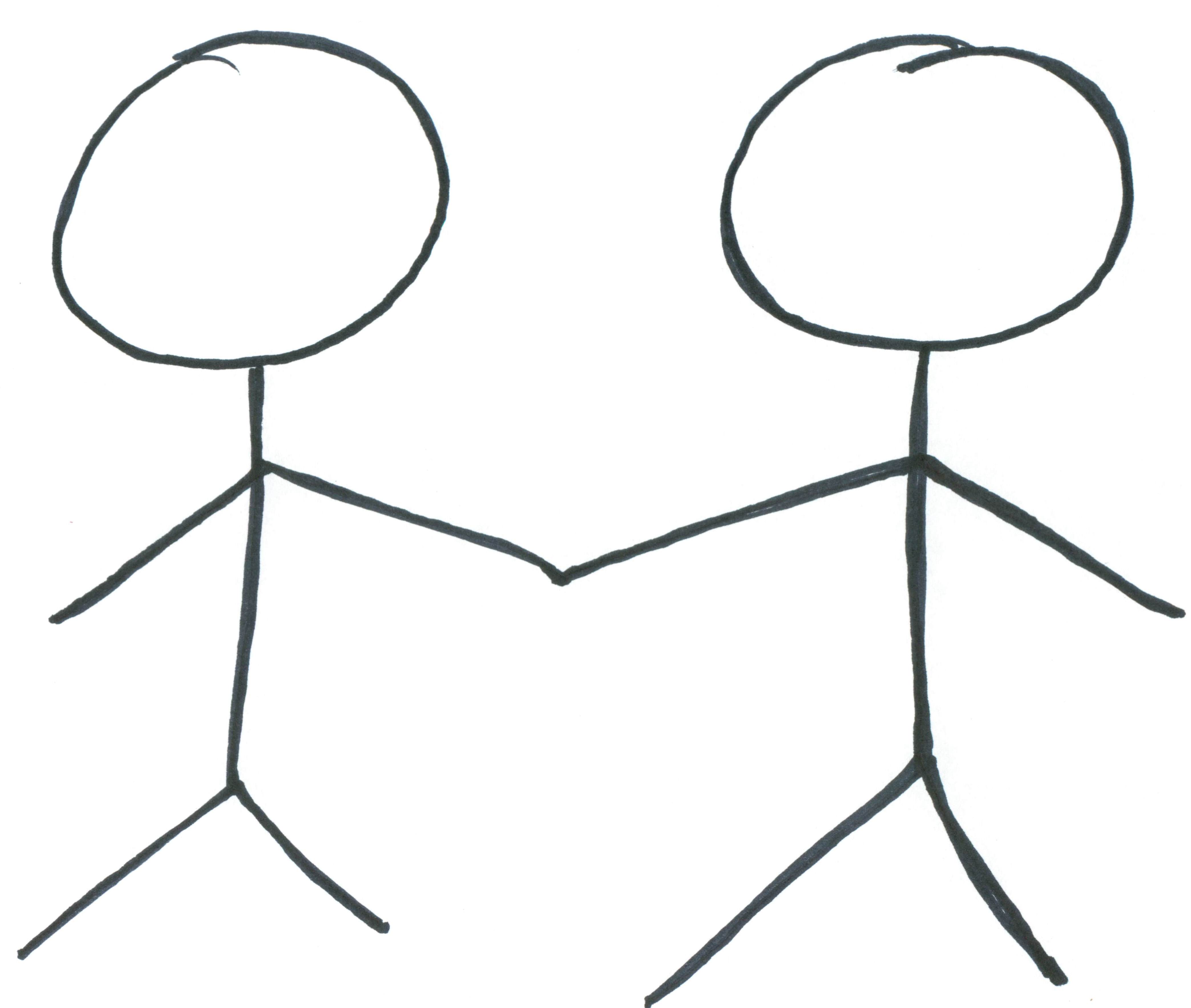 Stick People Holding Hands