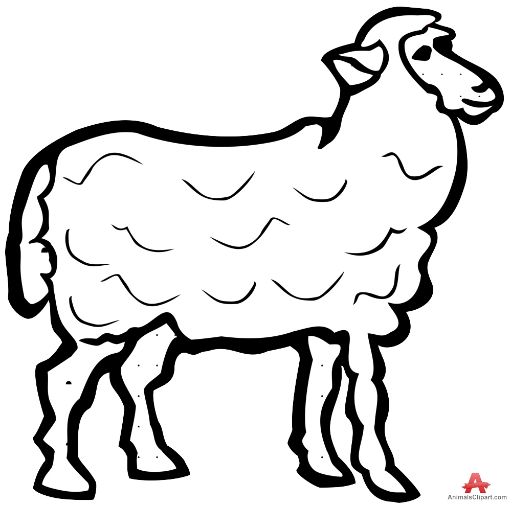 Sheep Outline Contour Drawing in Black and White | Free Clipart ...