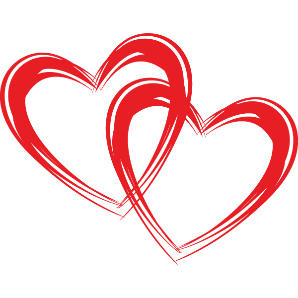 Two hearts outline free clipart