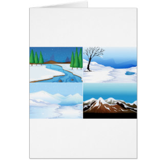 Cartoon Winter Landscape Cards | Zazzle