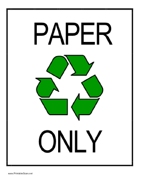 Printable Recycle Paper Sign